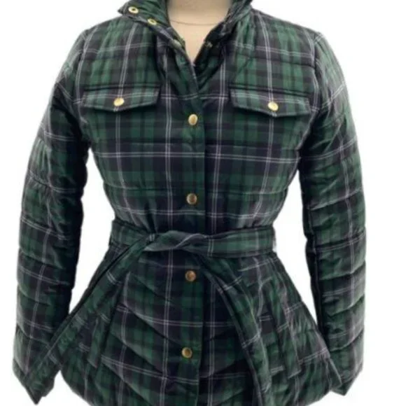 J. Crew Jackets Coats J Crew Puffer Jacket Tartan Blue Green